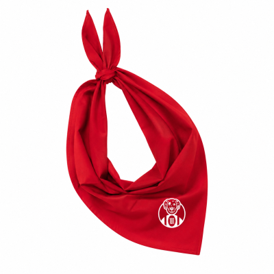 Bandana 101 balmatiens, design rouge et blanc.
