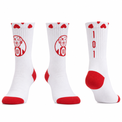 Socquettes multisport  101 balmatiens, design rouge et blanc.